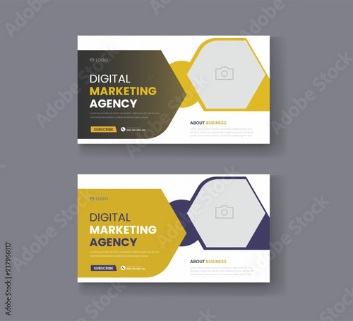 Corporate business and digital marketing youtube thumbnail or web banner template