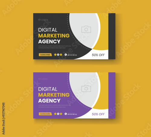 Corporate business and digital marketing youtube thumbnail or web banner template