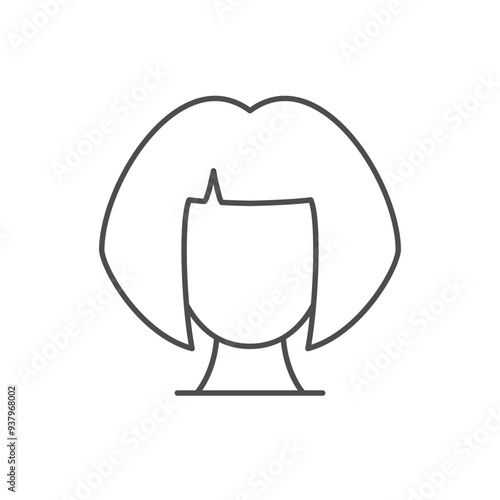 Short hair wig line icon