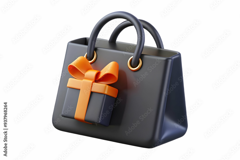 Flat Shopping Bag with Gift Card Vector concept as Vector of a shopping bag with a gift card sticking out of it isolated on a white background symbolizing Black Friday gift shopping and promotions wit Flat Shopping Bag with Gift Card Vector concept as Vector of a shopping bag with a gift card sticking out of it isolated on a white background symbolizing Black Friday gift shopping and promotions wit