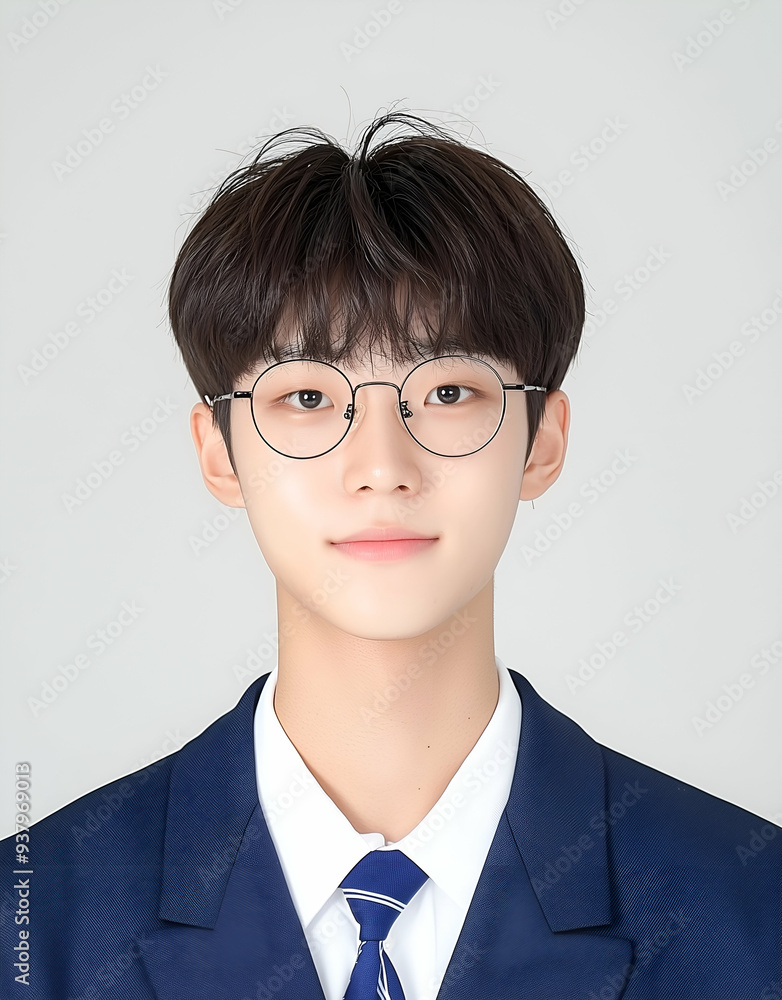 Smiling Young Man with Glasses in Formal Attire Studio Portrait Smiling Young Man with Glasses in Formal Attire Studio Portrait