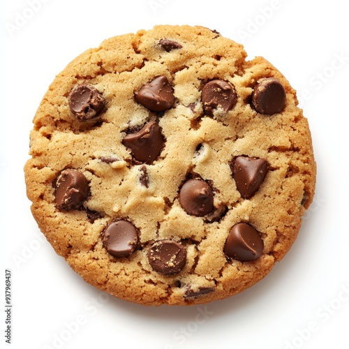 a chocolate chip cookie on a white background