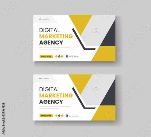 Corporate business and digital marketing youtube thumbnail or web banner template