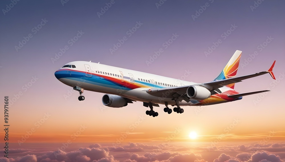 Jumbu Jet Commercial airplane on white background instant frame Flying airplane symbol Jumbu Jet Commercial airplane on white background instant frame Flying airplane symbol