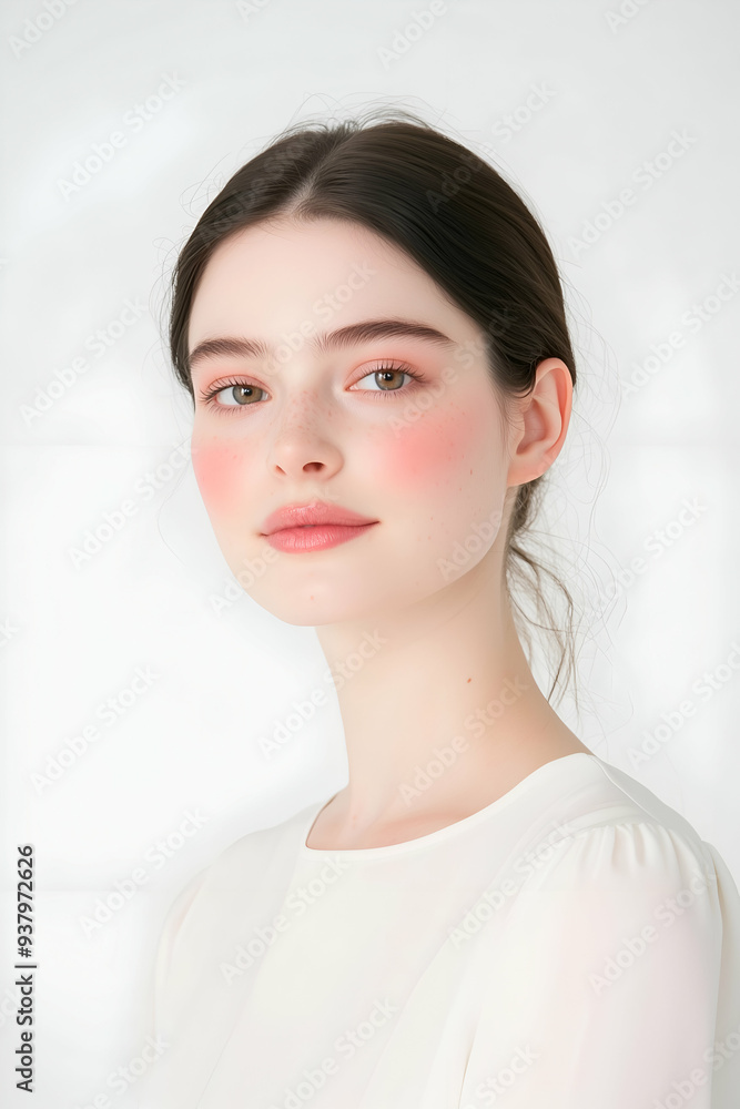 Portrait of a Young Woman with Natural Makeup and Radiant Skin Portrait of a Young Woman with Natural Makeup and Radiant Skin