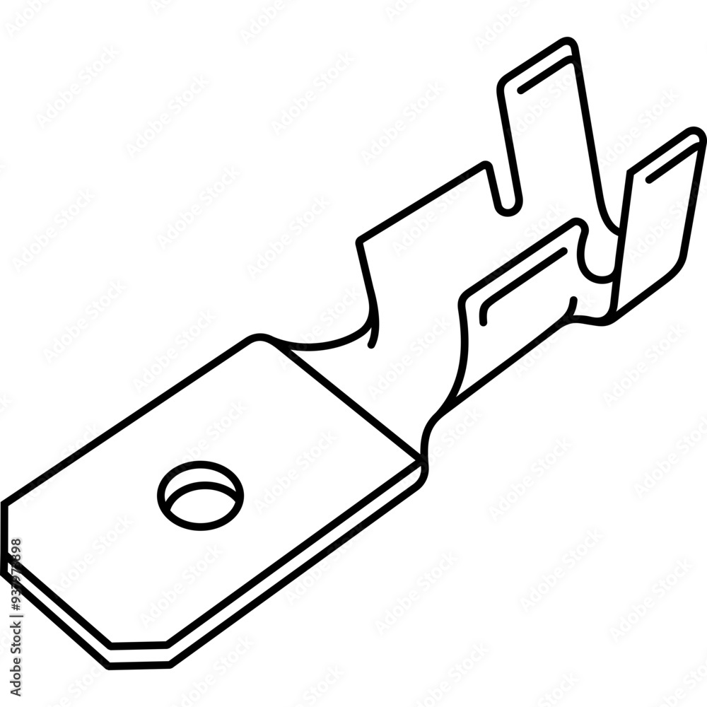 Electrical male quick connect terminal. Vector outline icon. Electrical male quick connect terminal. Vector outline icon.