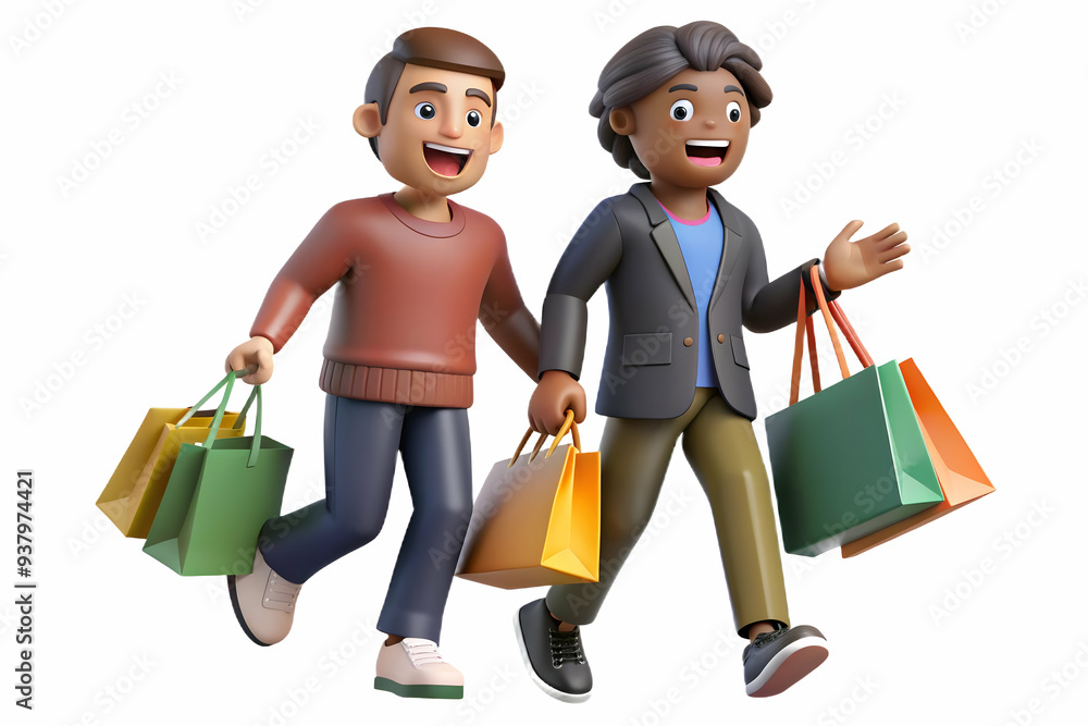 Friends Shopping Together concept as Candid shot of two friends laughing and carrying shopping bags as they walk through a mall during Black Friday capturing the fun and social aspect of the shopping Friends Shopping Together concept as Candid shot of two friends laughing and carrying shopping bags as they walk through a mall during Black Friday capturing the fun and social aspect of the shopping