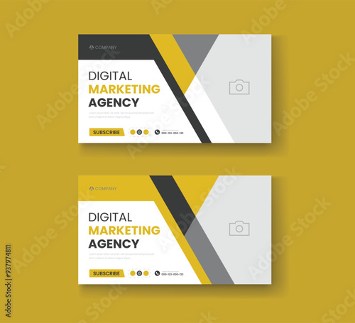 Corporate business and digital marketing youtube thumbnail or web banner template