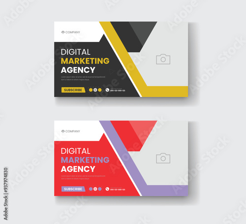 Corporate business and digital marketing youtube thumbnail or web banner template