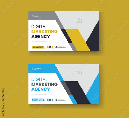 Corporate business and digital marketing youtube thumbnail or web banner template