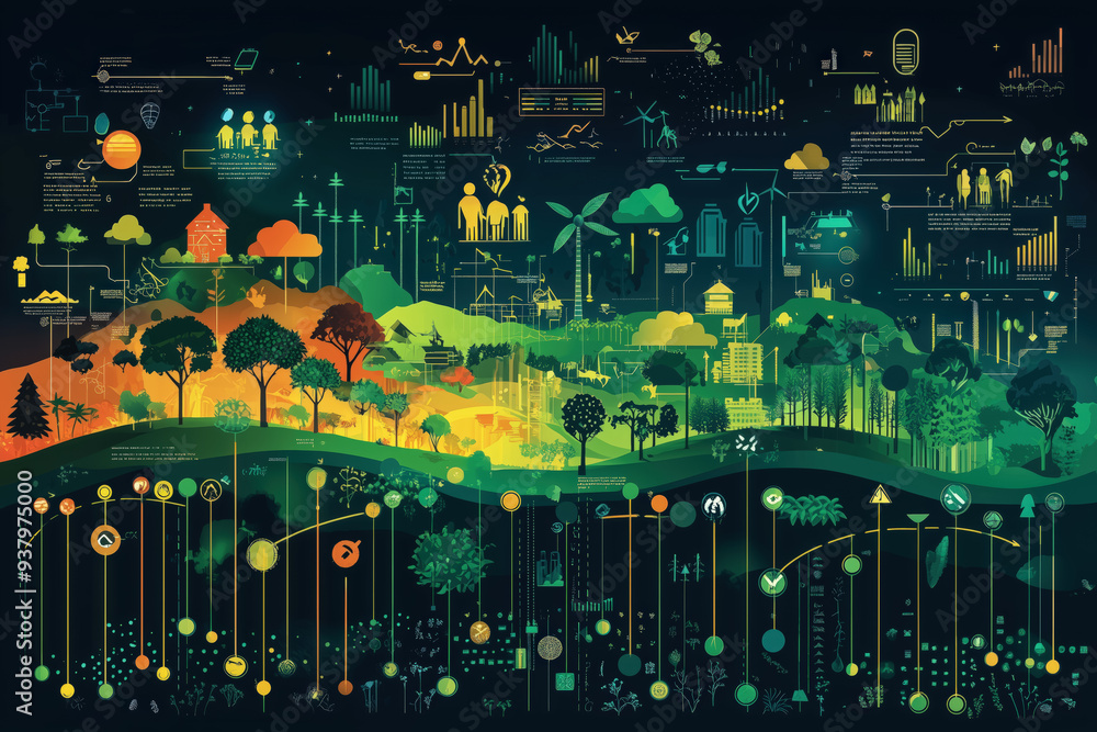 Obraz premium A Tapestry of Harmony: Nurturing Earth's Embrace - Generative AI