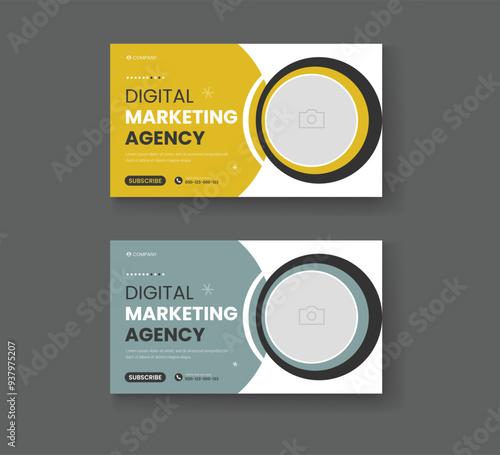 Corporate business and digital marketing youtube thumbnail or web banner template