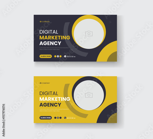 Corporate business and digital marketing youtube thumbnail or web banner template