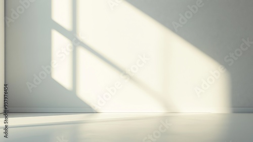 Bright Sunlight Casting Shadows on White Wall 