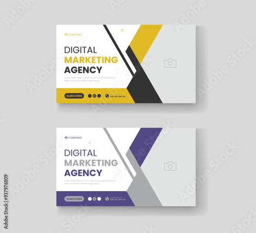 Corporate business and digital marketing youtube thumbnail or web banner template