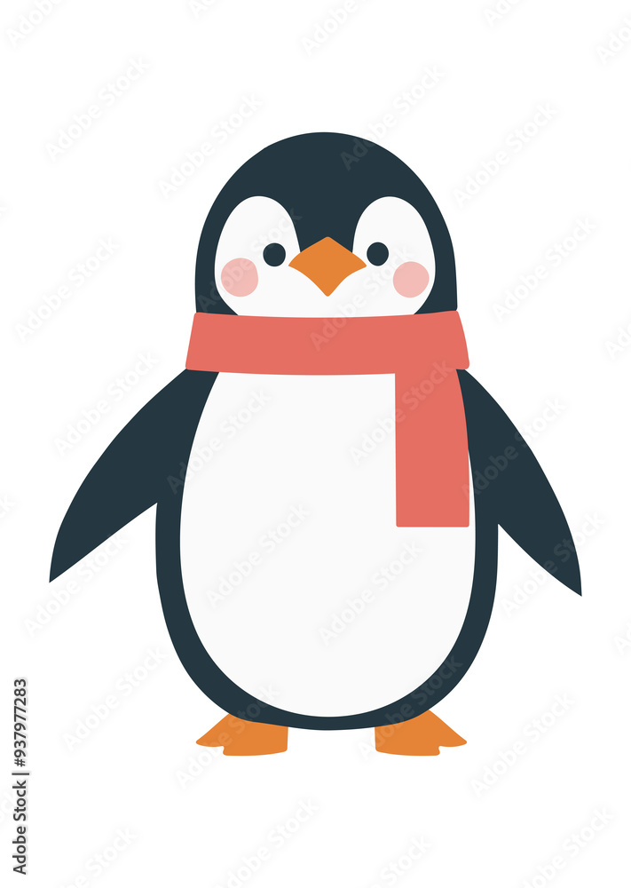 Obraz premium マフラーをつけたペンギンのイラスト