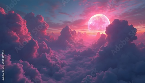 Dreamy Pink Moonrise
