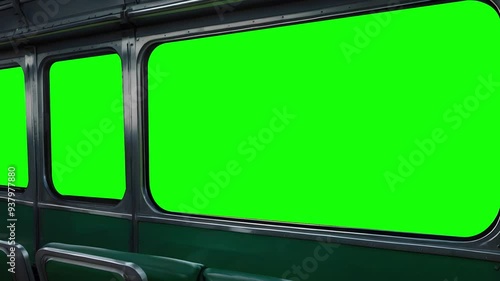 train with big view window green screen transportation video