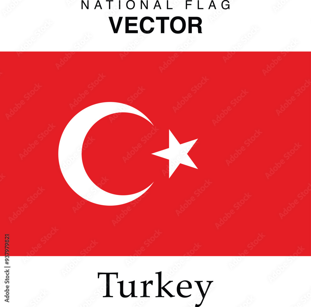 Obraz premium The vector version of the Turkey national flag
