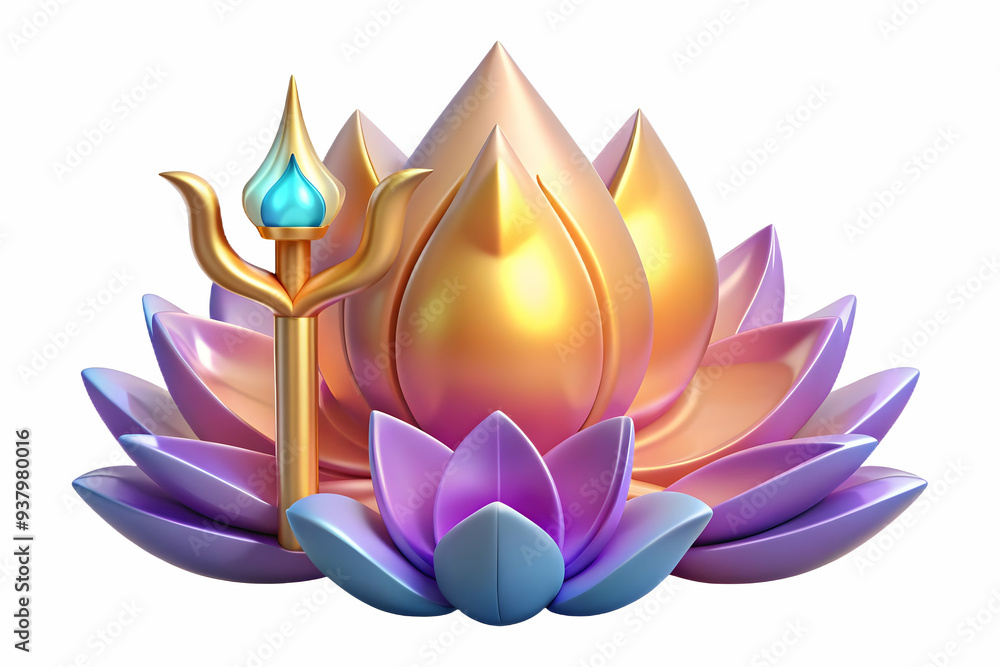 Glowing Abstract Lotus and Trident concept as A serene glowing abstract digital art featuring a lotus and trident symbolizing purity and divine power in the context of Dussehra. Perfect for spiritual Glowing Abstract Lotus and Trident concept as A serene glowing abstract digital art featuring a lotus and trident symbolizing purity and divine power in the context of Dussehra. Perfect for spiritual