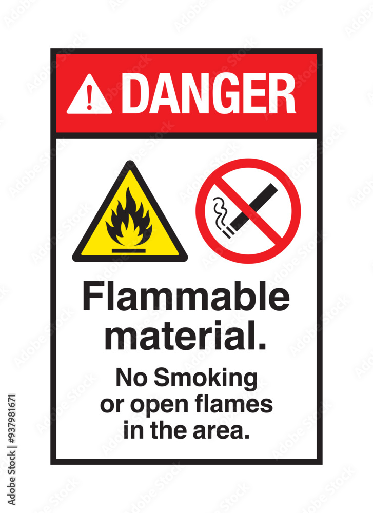 Warning Flammable Material No Smoking Open Stock Vector Warning Flammable Material No Smoking Open Stock Vector
