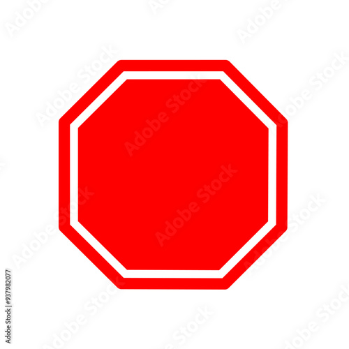 blank red octagon icon vector on white background. stop icon