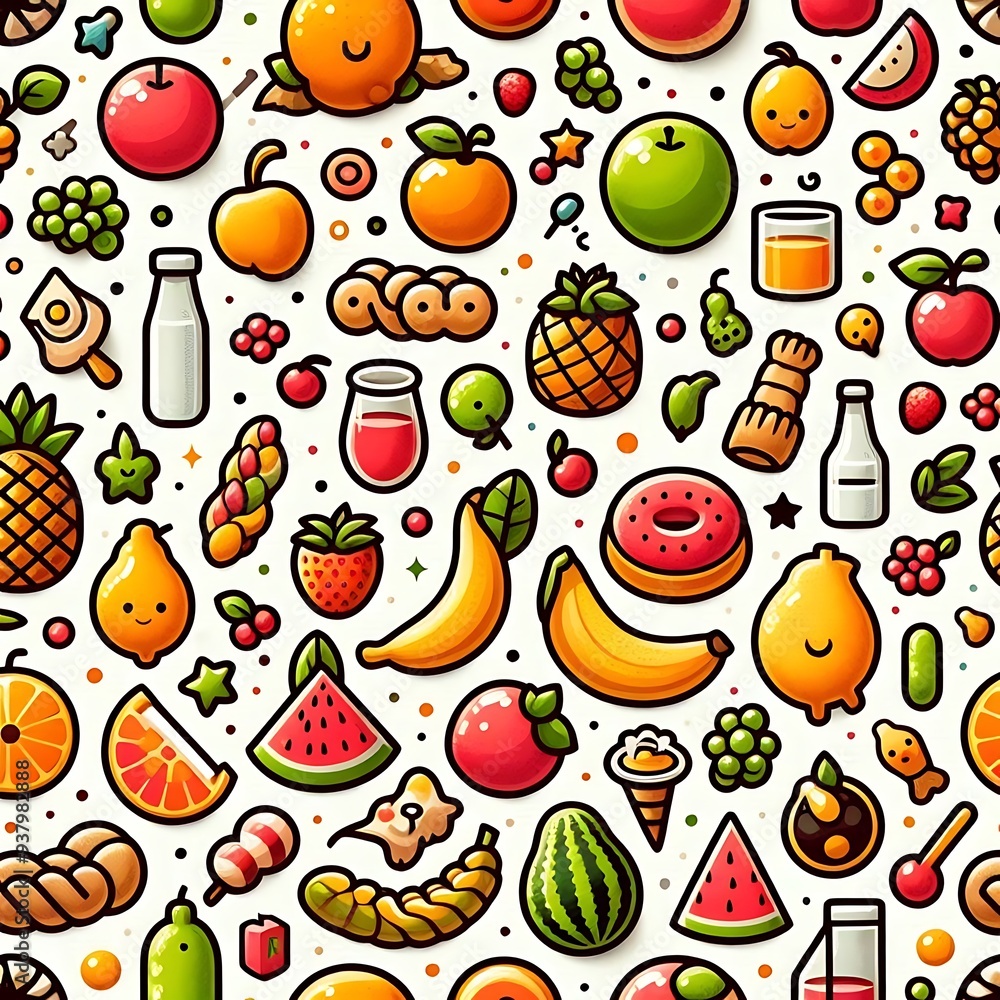 Sweet Fruits Seamless patterns for printing wrapper kids clothing textile graphics resource for background Sweet Fruits Seamless patterns for printing wrapper kids clothing textile graphics resource for background