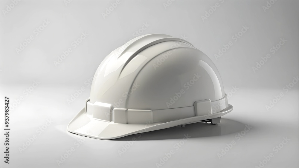 A sleek and modern white hard hat on white background A sleek and modern white hard hat on white background
