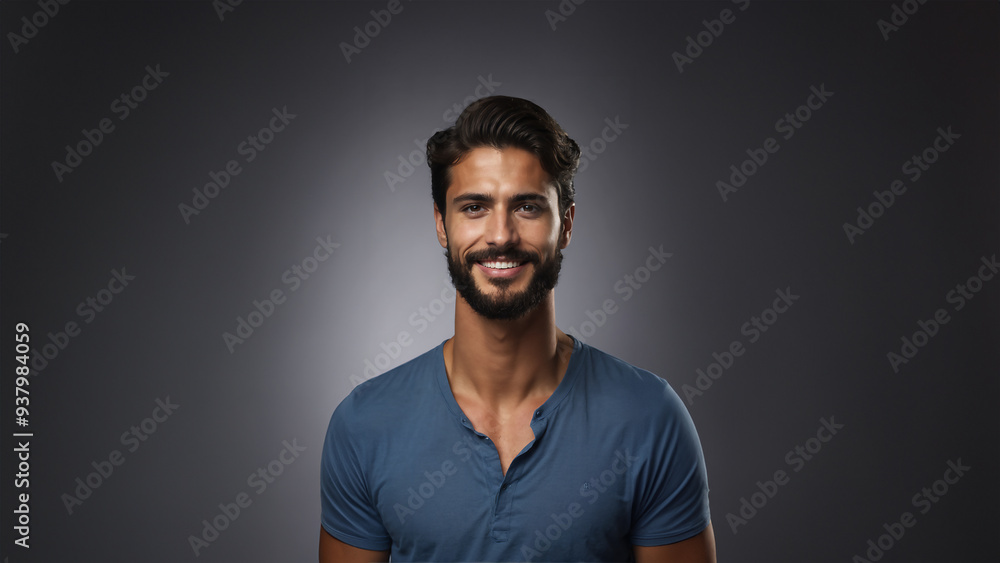 Radiant young Mexican man with flawless skin and natural beauty. Brunette with neat hair and a warm smile, gazing confidently at camera. Studio shot, perfect for beauty and cosmetic campaigns Radiant young Mexican man with flawless skin and natural beauty. Brunette with neat hair and a warm smile, gazing confidently at camera. Studio shot, perfect for beauty and cosmetic campaigns