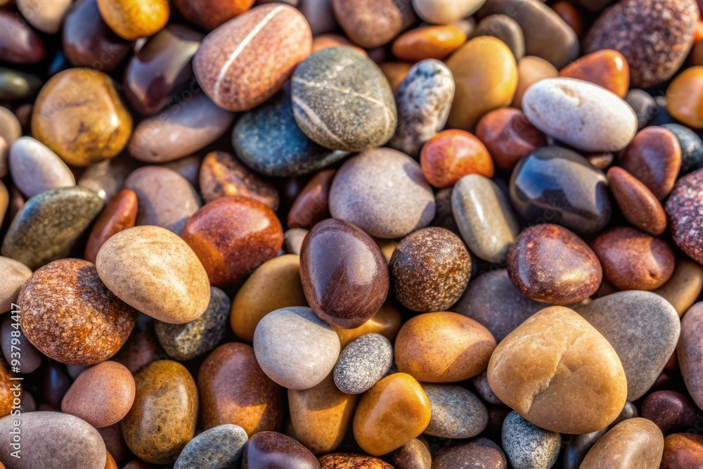 Natural, earthy tones prevail in this macro shot of small, smooth pebbles, boasting subtle texture and organic shapes, perfect for a calming background or design element. Natural, earthy tones prevail in this macro shot of small, smooth pebbles, boasting subtle texture and organic shapes, perfect for a calming background or design element.