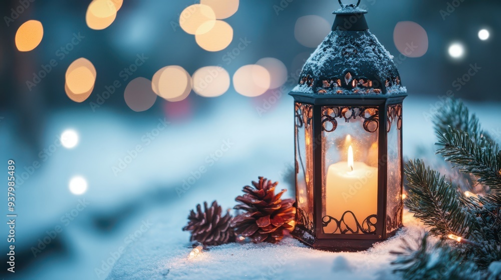 a candle is lit in a snow covered area a candle is lit in a snow covered area