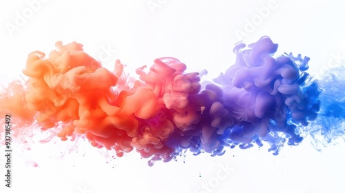 Colorful Smoke Clouds on White Background