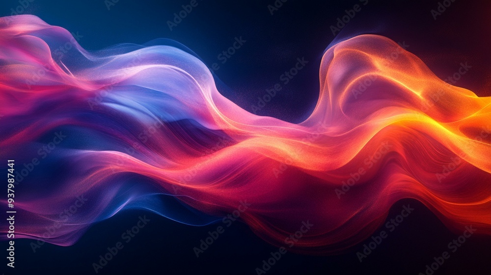 Vibrant Dynamic Wave with Grainy Color Flow on Black Background for Abstract Banner and Poster Design - Generative AI Vibrant Dynamic Wave with Grainy Color Flow on Black Background for Abstract Banner and Poster Design - Generative AI