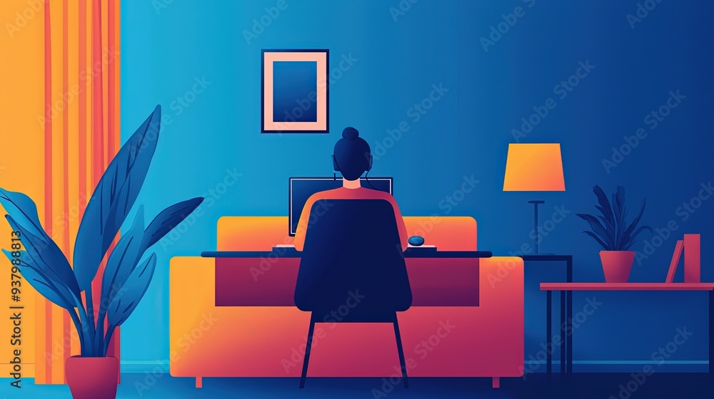 Smart home office with voice-controlled gadgets, remote worker managing tasks hands-free, modern tech, convenience in remote work Smart home office with voice-controlled gadgets, remote worker managing tasks hands-free, modern tech, convenience in remote work