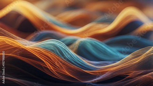 Vibrant and Dynamic Abstract Waves of Light and Color Flowing Through a Captivating Digital Landscape. photo