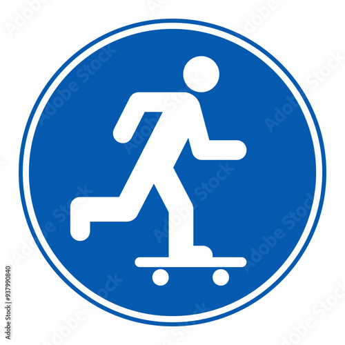 Skate rider icon, park skateboard, road sign
