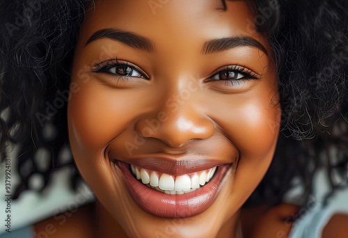 a closeup photo of a stunning black woman with very big lips