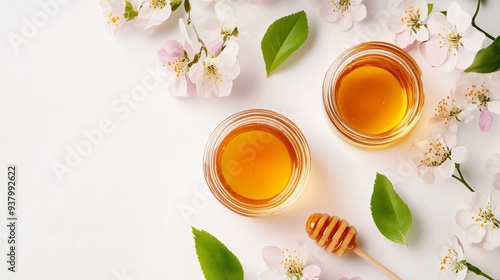 Tasty Natural Honey on White Background - Organic Product photo