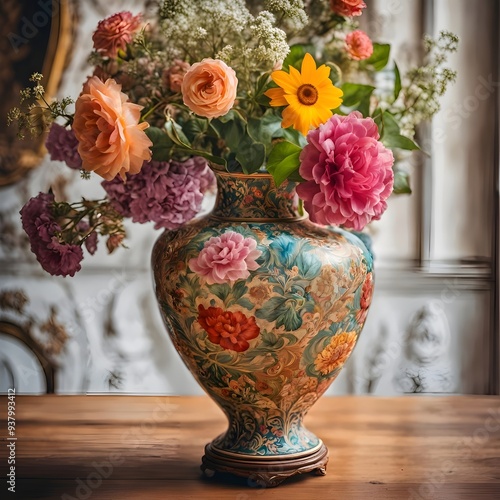 Wallpaper Mural Antique Vintage Vase - Perfect for Rustic Decor, Cottagecore Interiors, and Timeless Design Aesthetics Torontodigital.ca