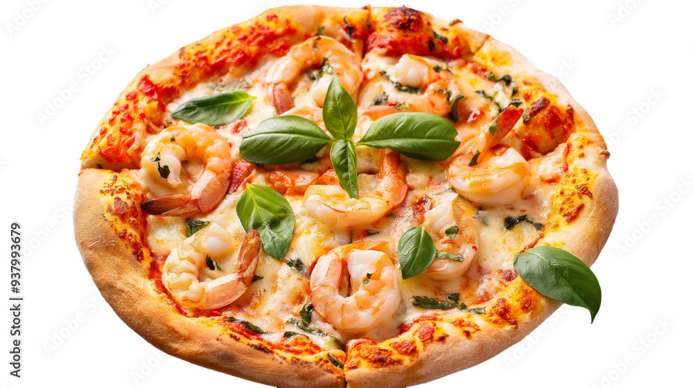 Shrimp cheese pizza isolated on white background Shrimp cheese pizza isolated on white background