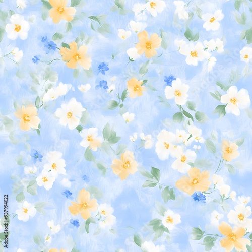 seamless pattern background of a delicate floral design in a retro style with low saturation and contrast.