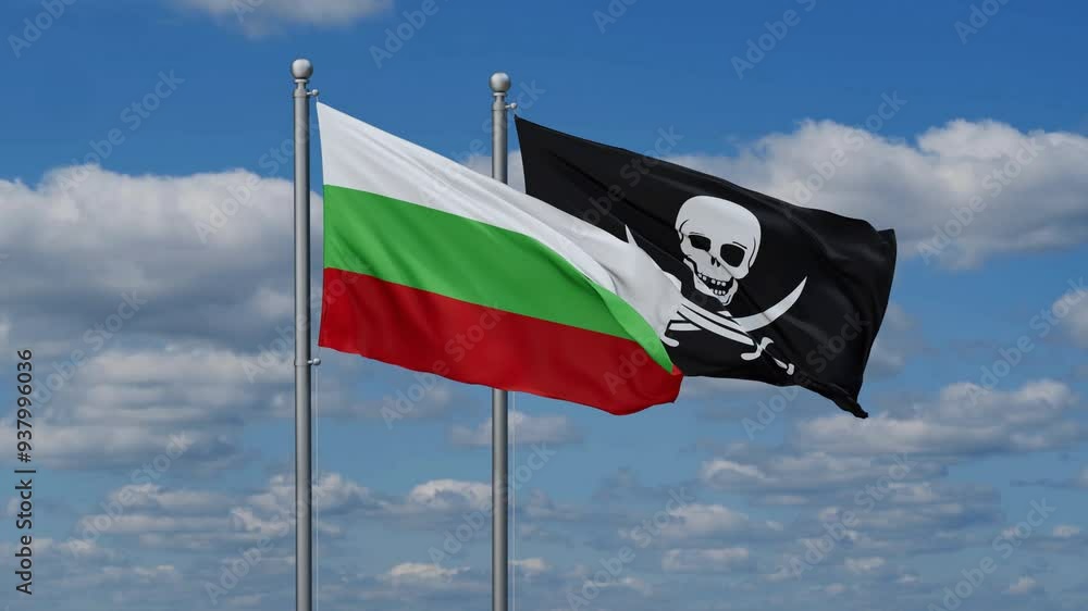 Bulgaria and Corsair flags flying together, video concept of the relationship Bulgaria and Corsair flags flying together, video concept of the relationship