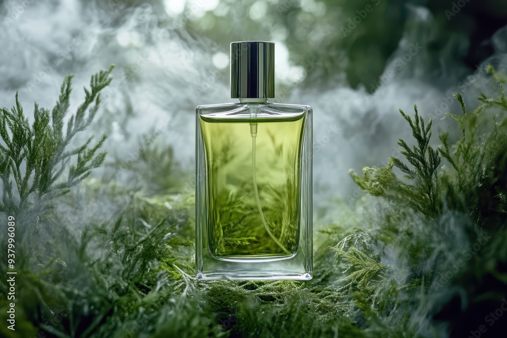 a bottle of perfume sitting in the middle of a forest a bottle of perfume sitting in the middle of a forest