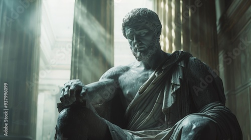 Stoic Greek Philosopher Thinking Man: Symbol of Stoicism and Philosophy photo