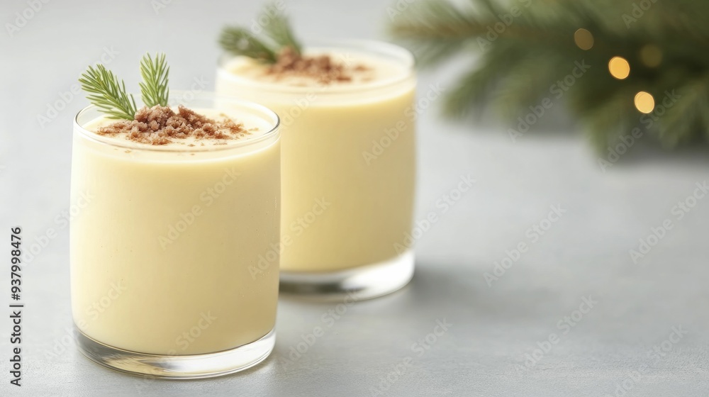 Indulgent eggnog topped with cheerful garnishes, ideal for raising a glass to the delightful memories of this wonderful time of year. Indulgent eggnog topped with cheerful garnishes, ideal for raising a glass to the delightful memories of this wonderful time of year.