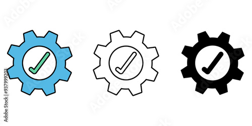 Technical gear and check icon set. Checking assistance symbol isolated background. repair instruments flat simple infographics design template. vector illustration.