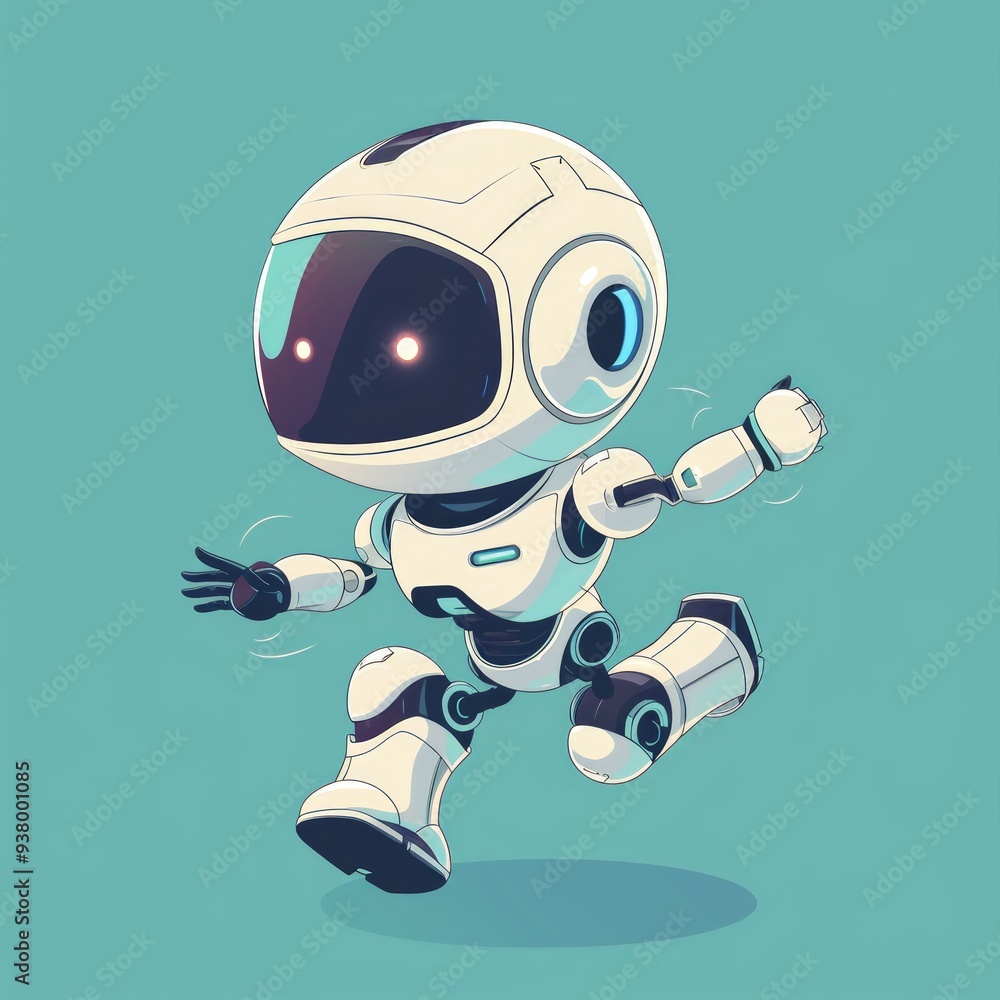 Cute robot running artificial intelligence cartoon Cute robot running artificial intelligence cartoon