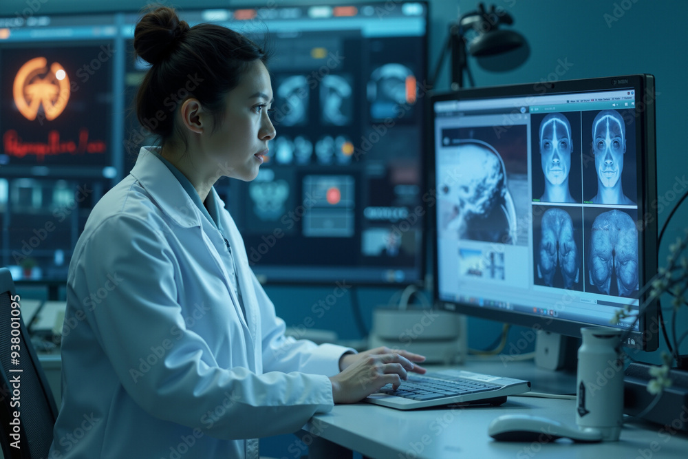 Female Neurologist Analyzing AI-Generated Brain Scans: Advancing Medical Technology in Healthcare Female Neurologist Analyzing AI-Generated Brain Scans: Advancing Medical Technology in Healthcare