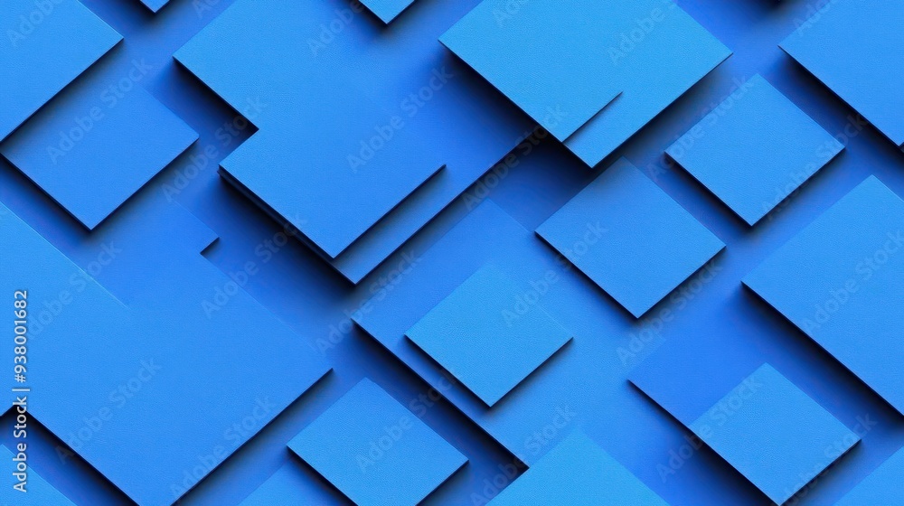 Fototapeta premium seamless pattern, A vibrant blue abstract background featuring layered geometric shapes, ideal for creative and modern design projects.