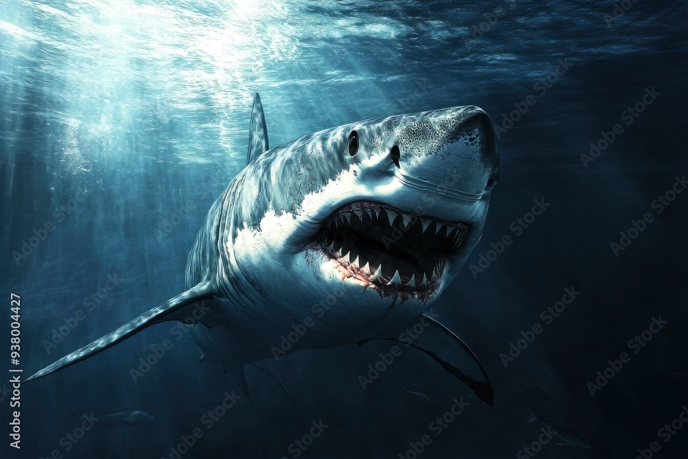 Fototapeta premium Dangerous Shark Wallpaper For Desktop , ai